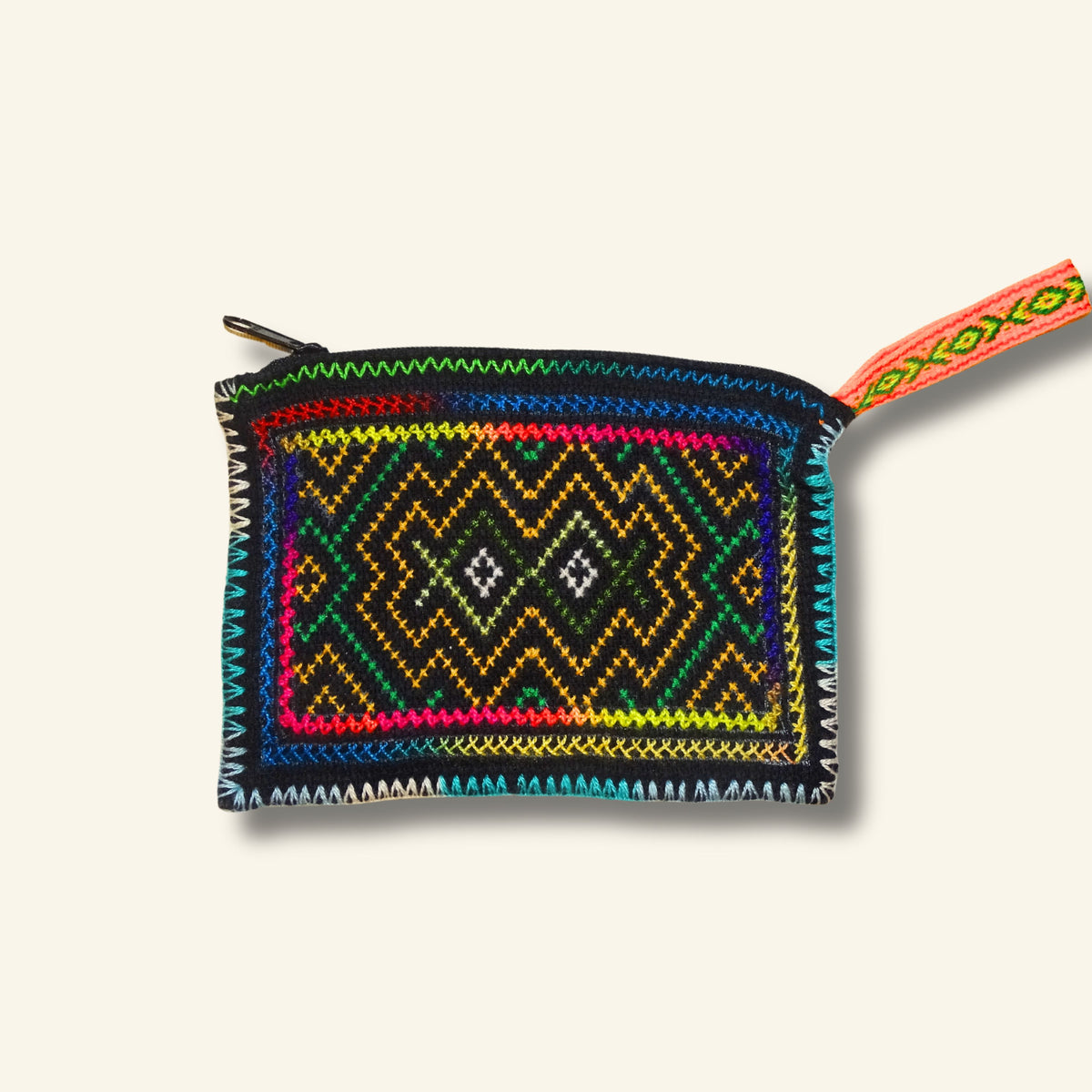 Shipibo Etui – Schwarz Gelb Multicolor – 12 × 18 cm