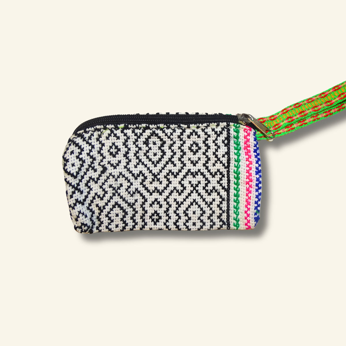 Shipibo Etui – Schwarz Weiss Ornament – 10 × 16 cm