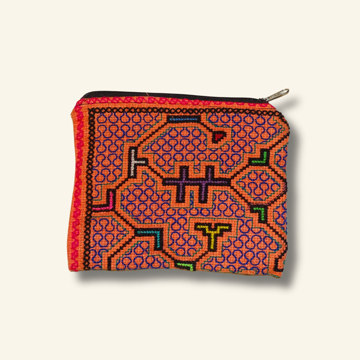 Shipibo Etui – Rosa - Schwarz Multicolor – 15 × 18 cm