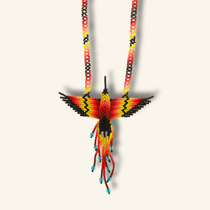 Puyanawa Kolibri-Halskette – Rot & Gelb | Handgefertigt in Brasilien