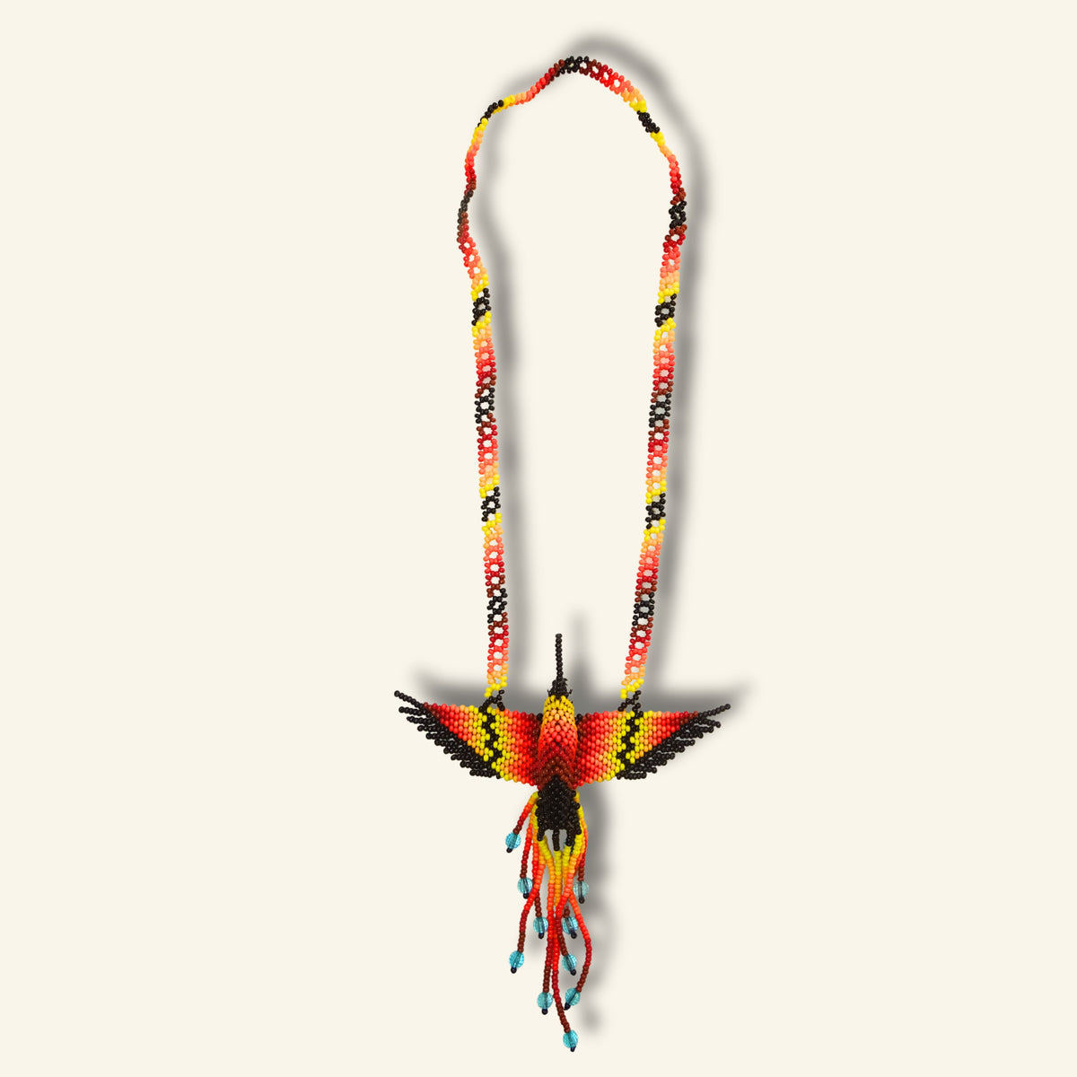 Puyanawa Kolibri-Halskette – Rot & Gelb | Handgefertigt in Brasilien