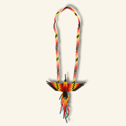 Puyanawa Kolibri-Halskette – Rot & Gelb | Handgefertigt in Brasilien