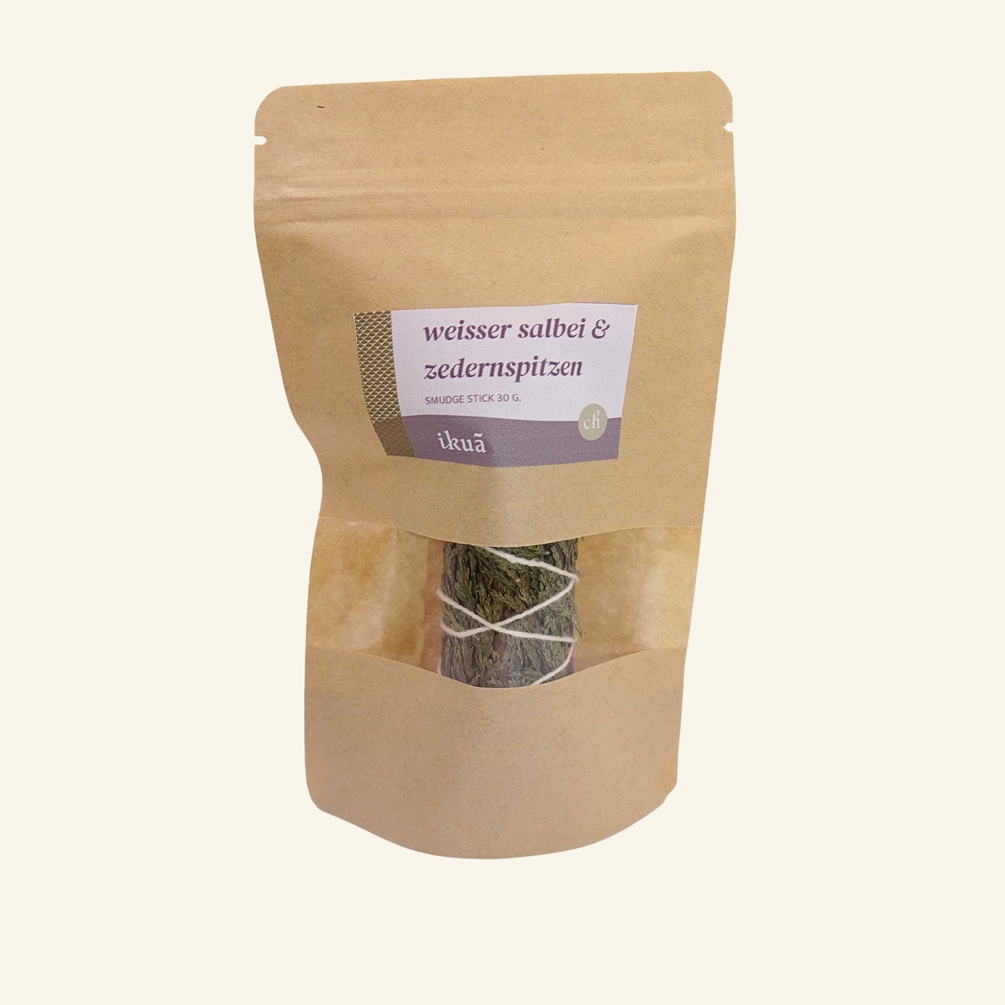 Weisser Salbei Smudge Stick mit Zedernspitzen (Salvia apiana) 30 Gramm