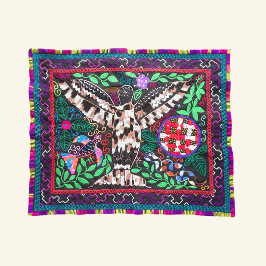 Shipibo Tuch – Adler & Kolibri – 58 × 72 cm