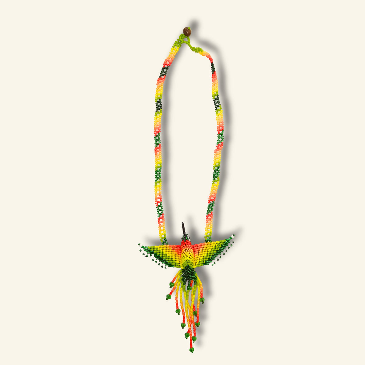 Puyanawa Kolibri-Halskette – Gelb & Grün | Handgefertigt in Brasilien