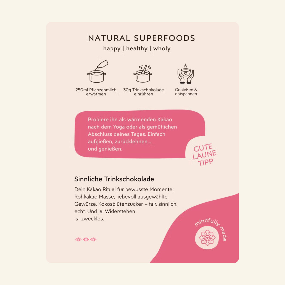 Feel Good Kakao Sinnliche Reise – Bio Rohkakao mit Gewürzen, 500 g